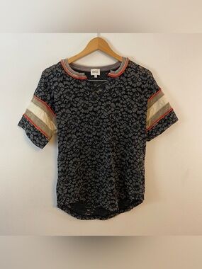 BKE Floral Black Short Sleeve Top See-Through Womens XS